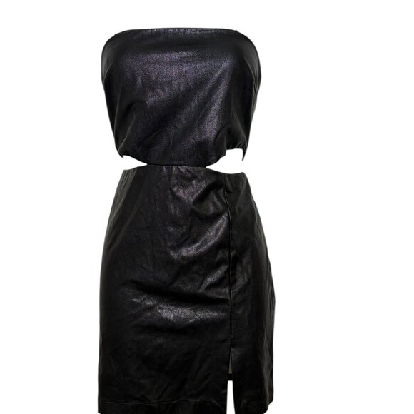 Amanda Uprichard Kloss Faux Leather Cutout Mini Dress Black Size Small - Picture 5 of 7